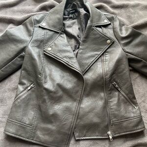 Forever 21 Women's Silver Leather Jacket